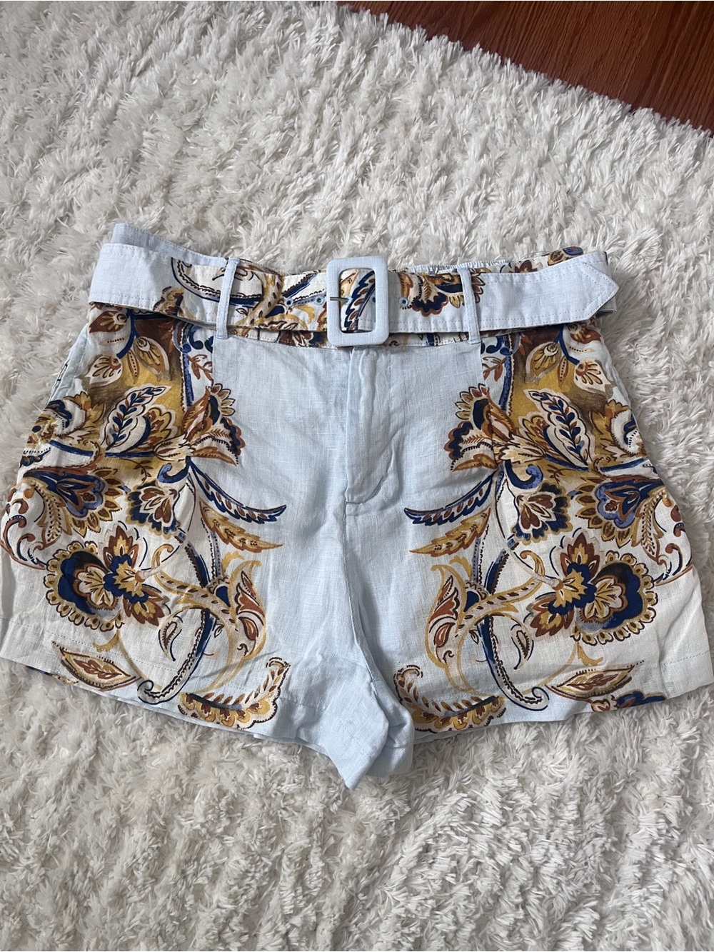 Joie Women's Paisley Embroidered Linen-Blend Shorts - Light Blue